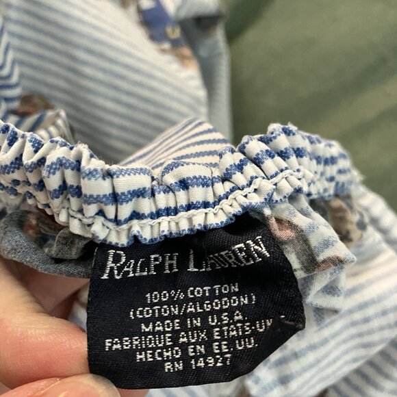 Vintage Ralph Lauren Polo Teddy Bear AOP Full Fitted Bed Sheet Made USA Striped - Picture 4 of 11